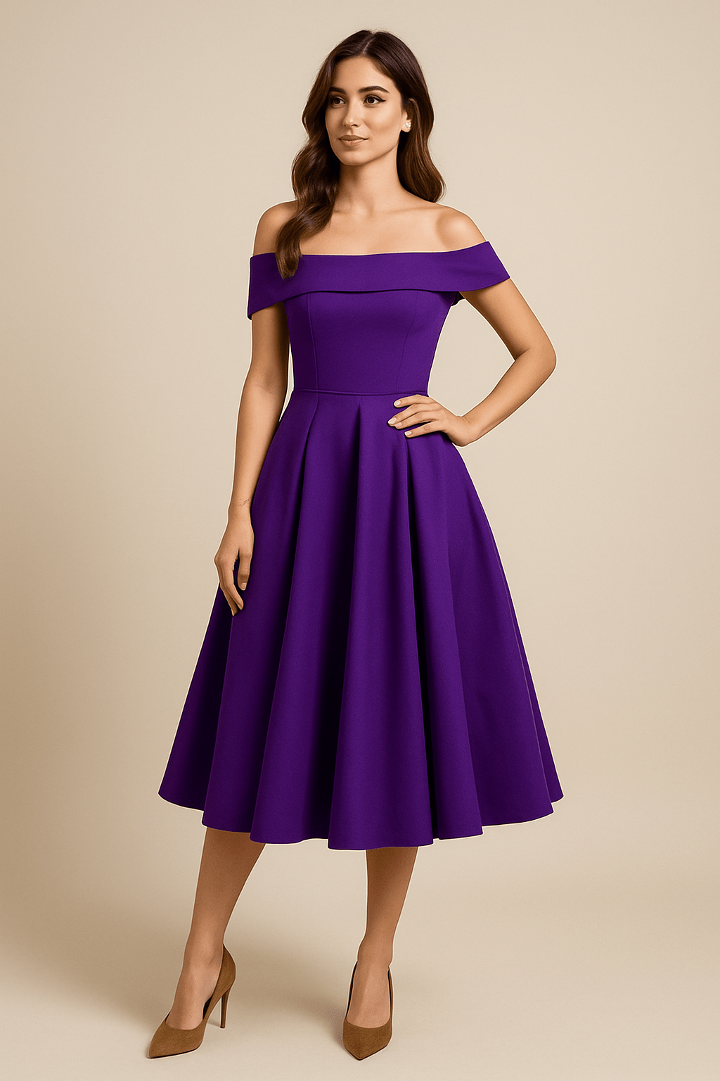 Anna | Women’s Off-Shoulder A-Line Dress – Elegant Fit for Formal Wear