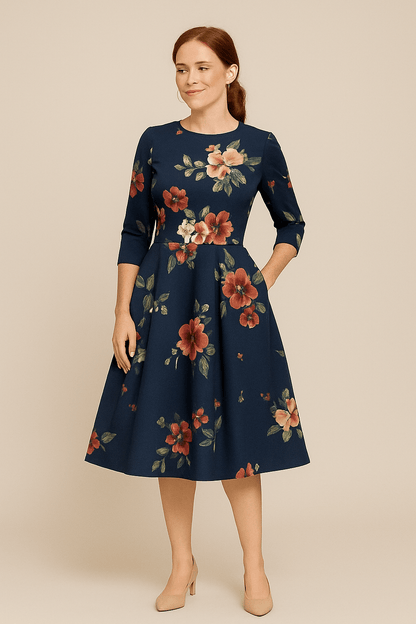 Malia | Women’s A-Line Dress – Floral Print & Elegant Vintage Style