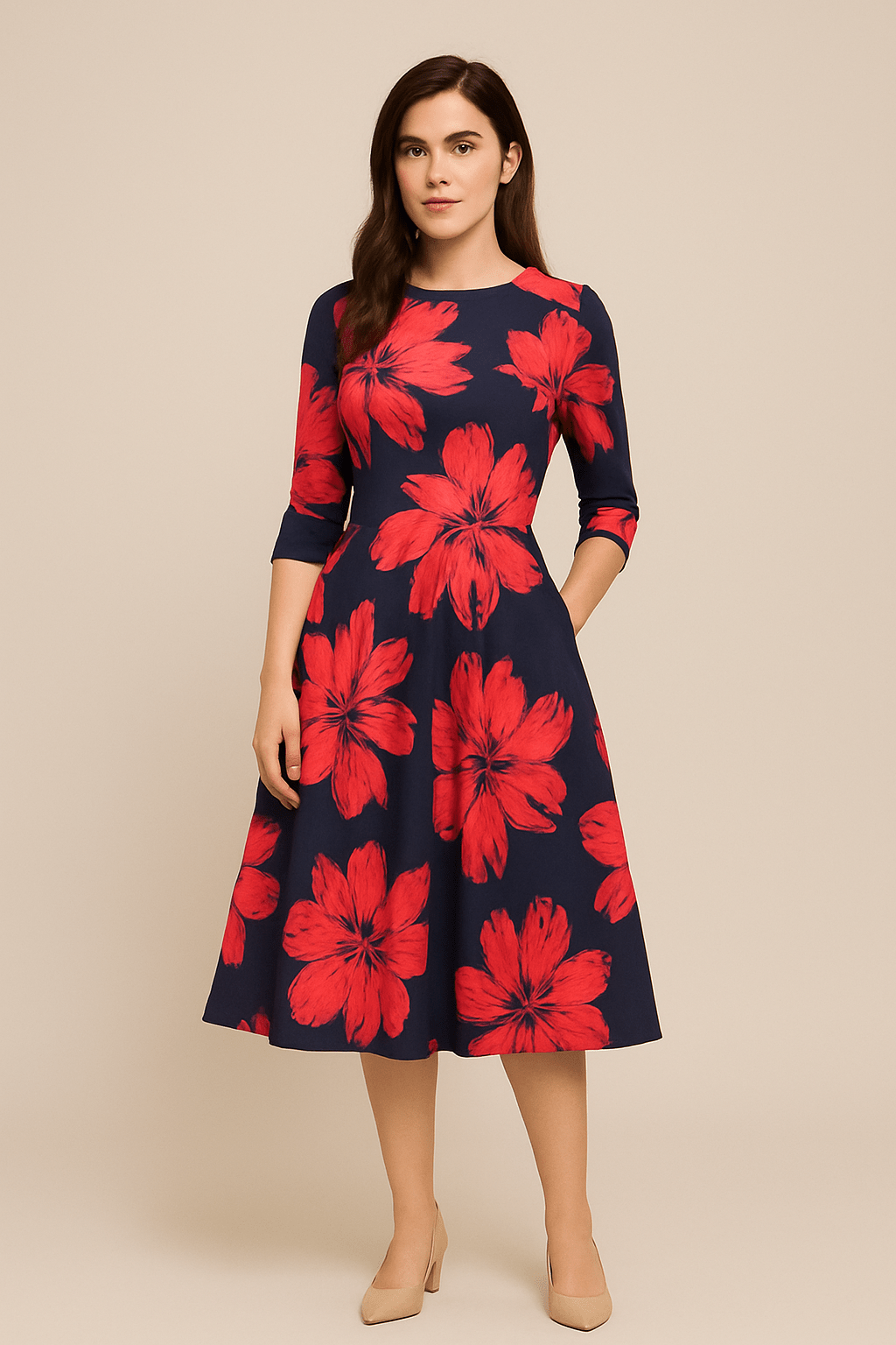 Malia | Women’s A-Line Dress – Floral Print & Elegant Vintage Style