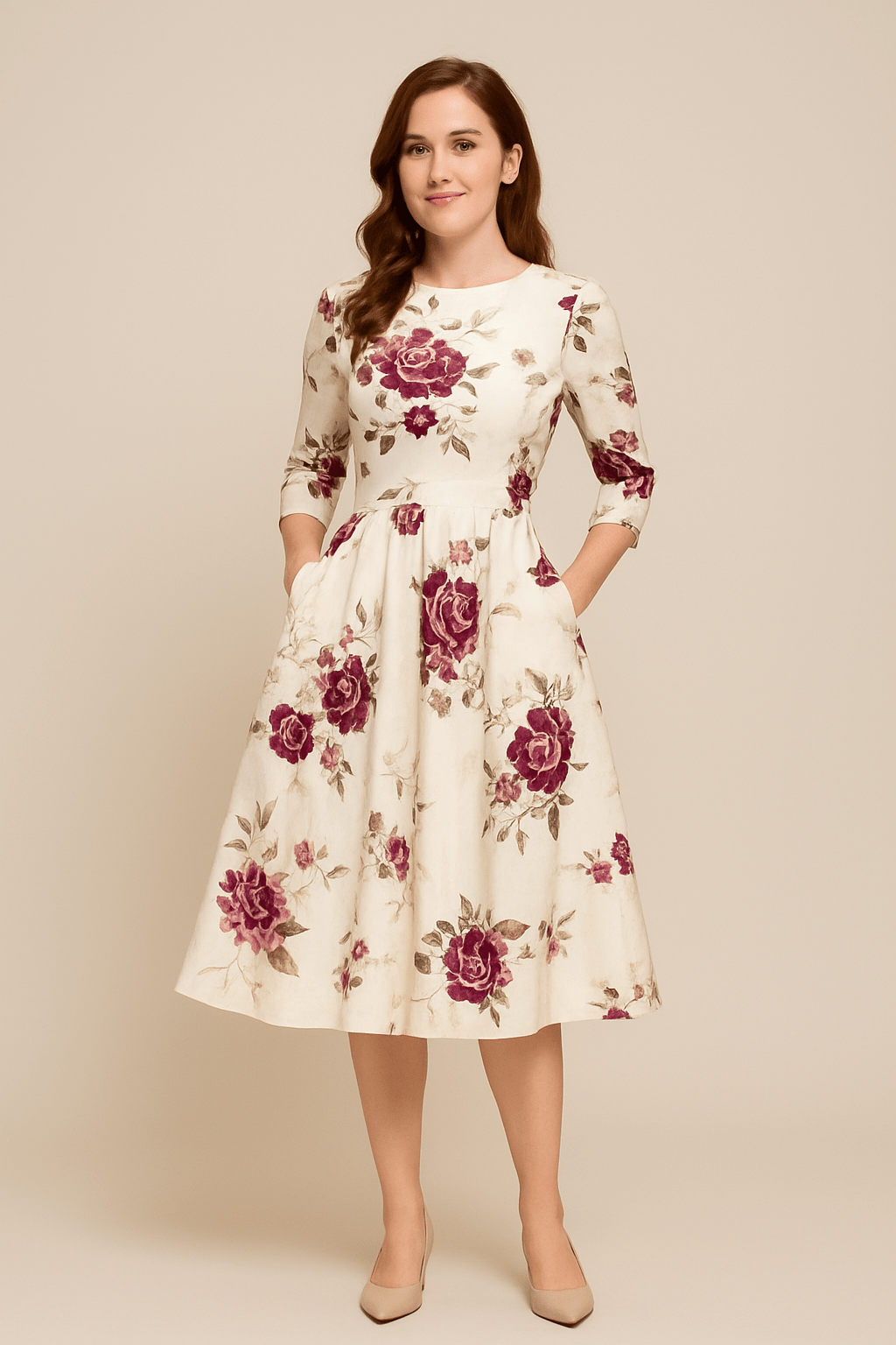 Malia | Women’s A-Line Dress – Floral Print & Elegant Vintage Style