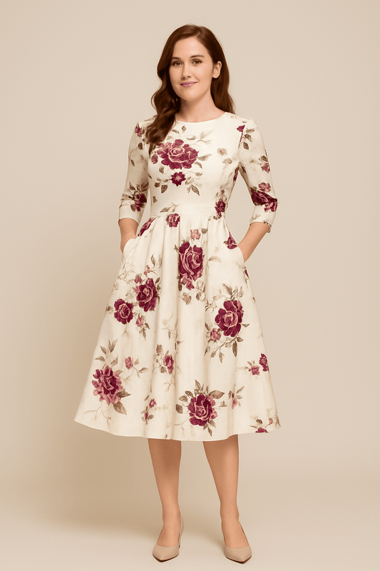 Malia | Women’s A-Line Dress – Floral Print & Elegant Vintage Style