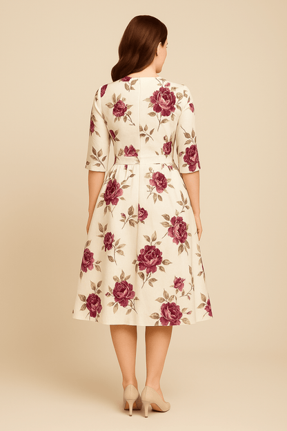 Malia | Women’s A-Line Dress – Floral Print & Elegant Vintage Style